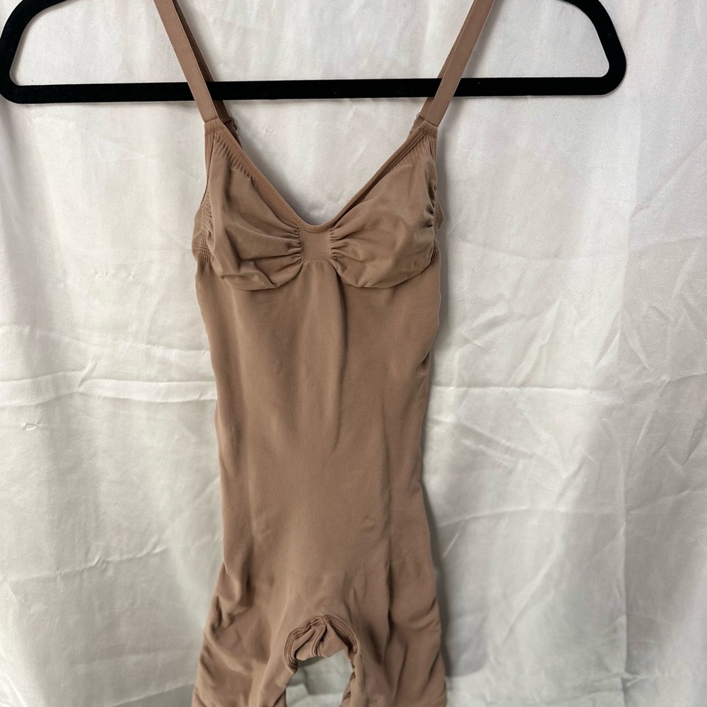 SKIMS Tan Shapewear Bodysuit with Adjustable Straps